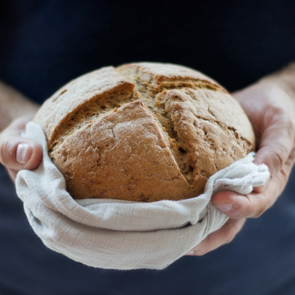 man holding bread